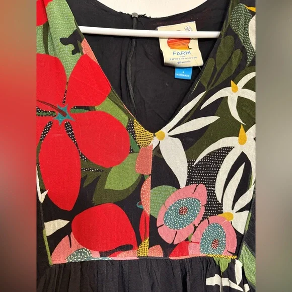 knee length dresses for ladies Farm Rio x Anthropologie Long-Sleeve V-Neck Floral Maxi Dress  Luxy Thrift